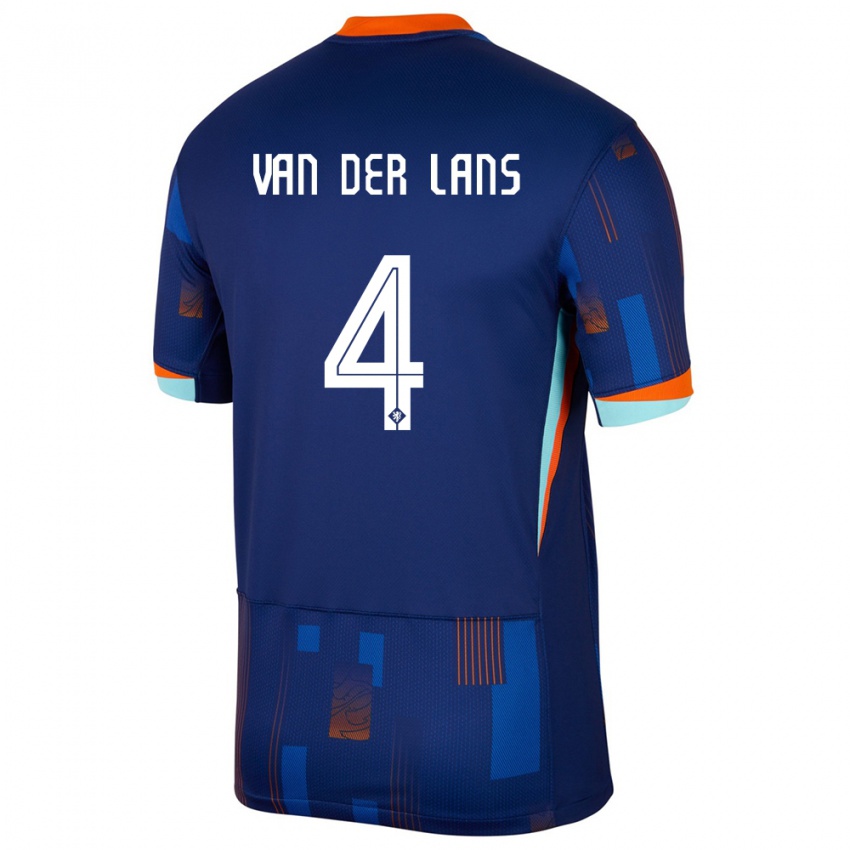 ילדים הולנד Mylo Van Der Lans #4 כְּחוֹל הרחק ג'רזי 24-26 חולצה קצרה