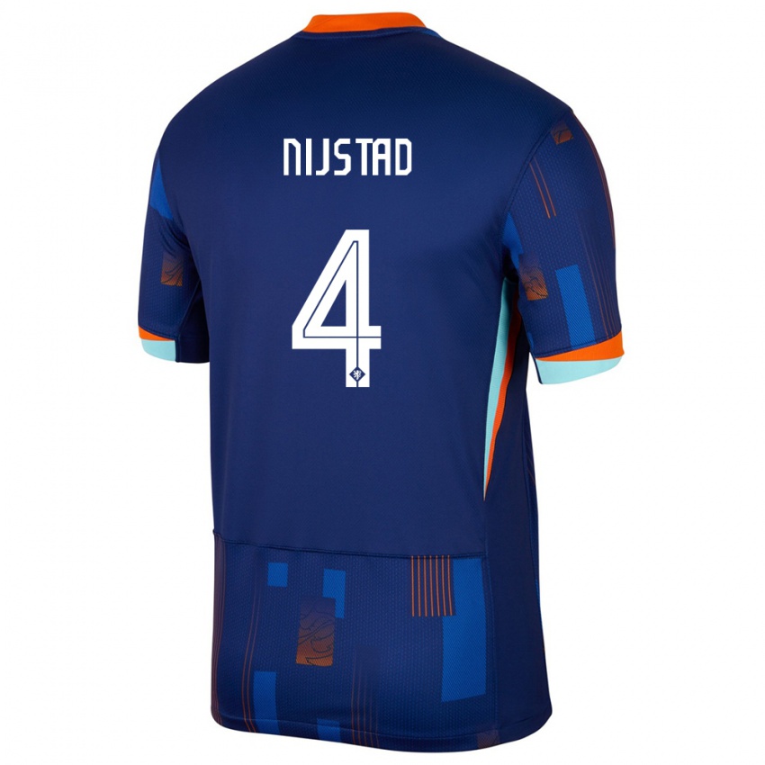 ילדים הולנד Ruud Nijstad #4 כְּחוֹל הרחק ג'רזי 24-26 חולצה קצרה