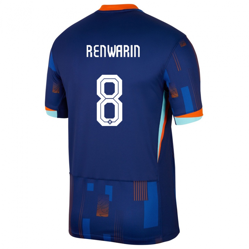 ילדים הולנד Givaro Renwarin #8 כְּחוֹל הרחק ג'רזי 24-26 חולצה קצרה