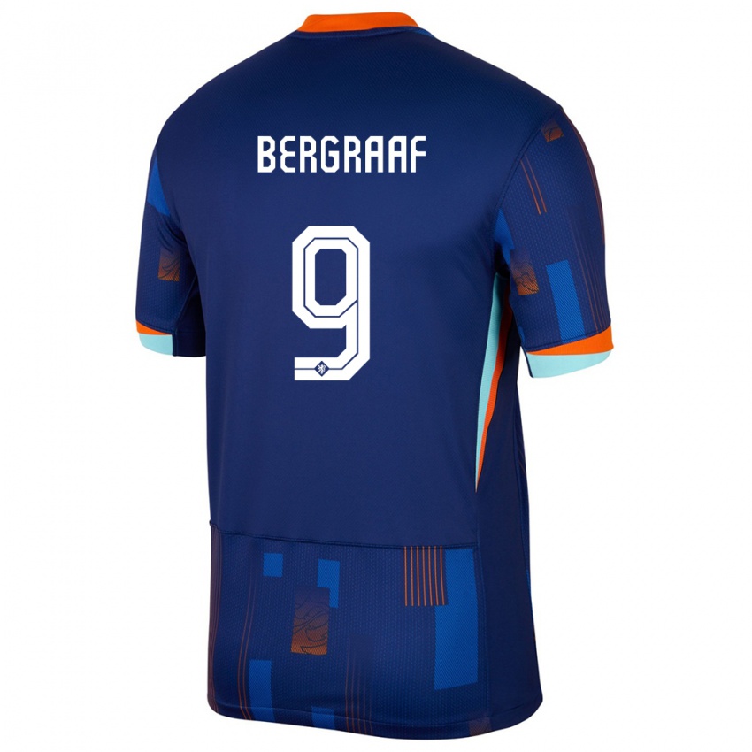 ילדים הולנד Jerolldino Bergraaf #9 כְּחוֹל הרחק ג'רזי 24-26 חולצה קצרה