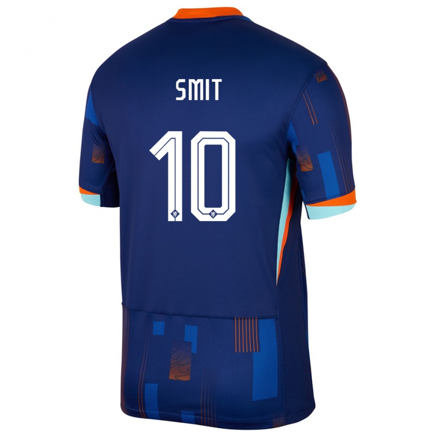 ילדים הולנד Kees Smit #10 כְּחוֹל הרחק ג'רזי 24-26 חולצה קצרה