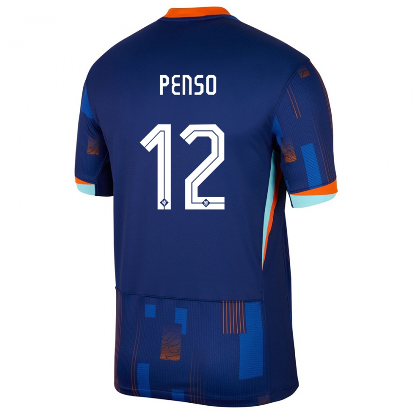 ילדים הולנד Kyano Penso #12 כְּחוֹל הרחק ג'רזי 24-26 חולצה קצרה
