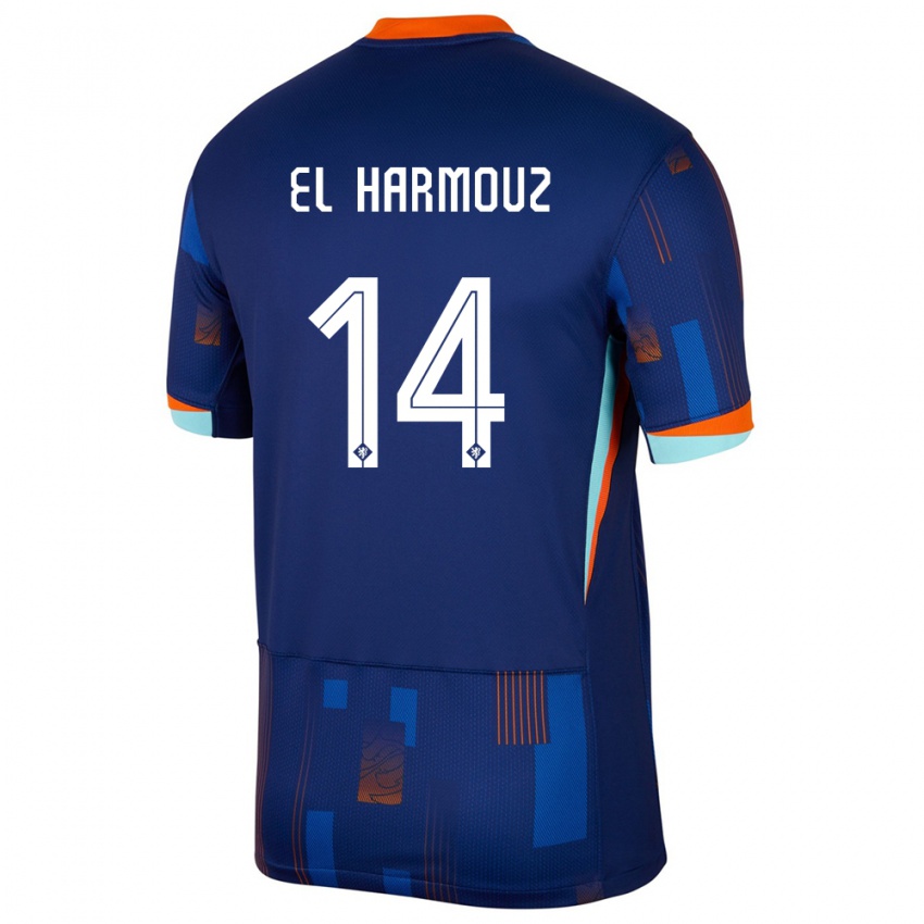 ילדים הולנד Nassim El Harmouz #14 כְּחוֹל הרחק ג'רזי 24-26 חולצה קצרה