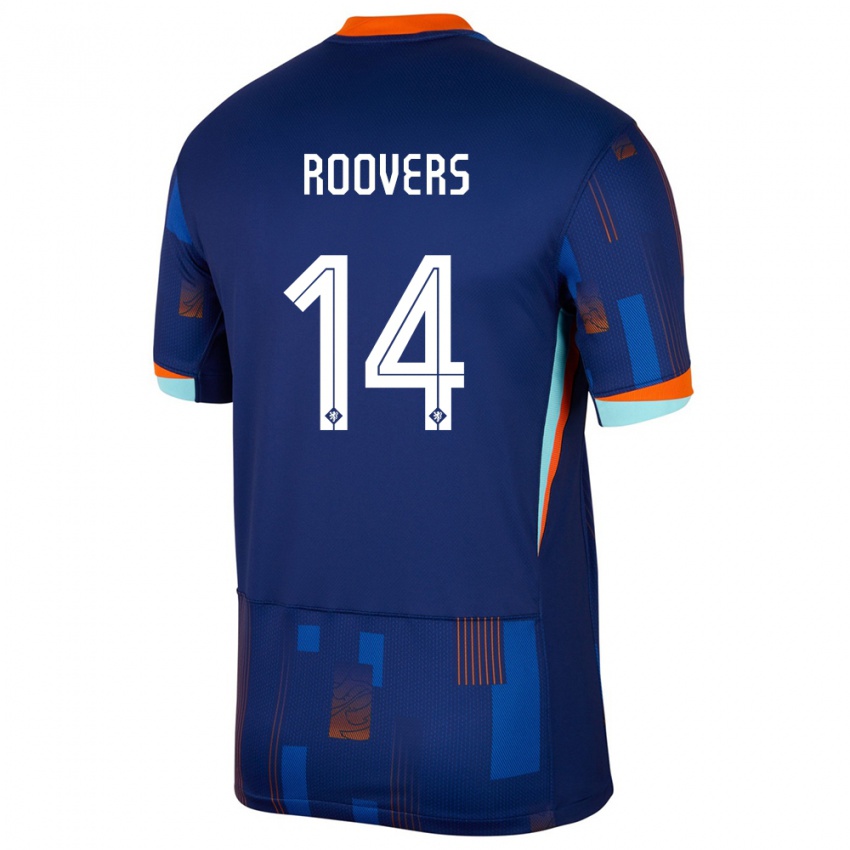 ילדים הולנד Sam Roovers #14 כְּחוֹל הרחק ג'רזי 24-26 חולצה קצרה