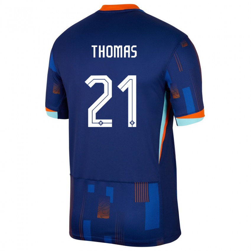 ילדים הולנד Ayodele Thomas #21 כְּחוֹל הרחק ג'רזי 24-26 חולצה קצרה