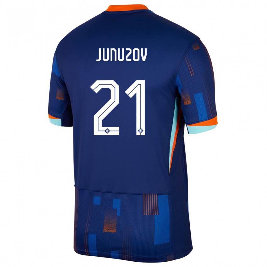 ילדים הולנד Melih Junuzov #21 כְּחוֹל הרחק ג'רזי 24-26 חולצה קצרה
