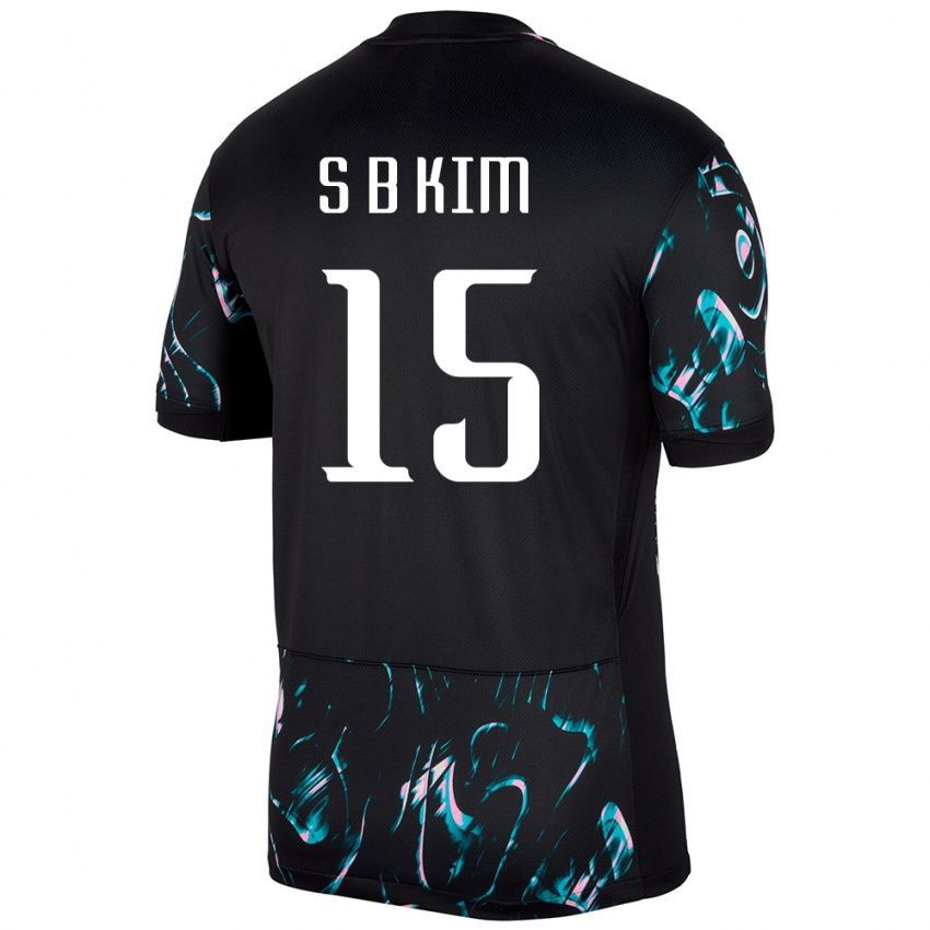 ילדים דרום קוריאה Bong-Soo Kim #15 שָׁחוֹר הרחק ג'רזי 24-26 חולצה קצרה