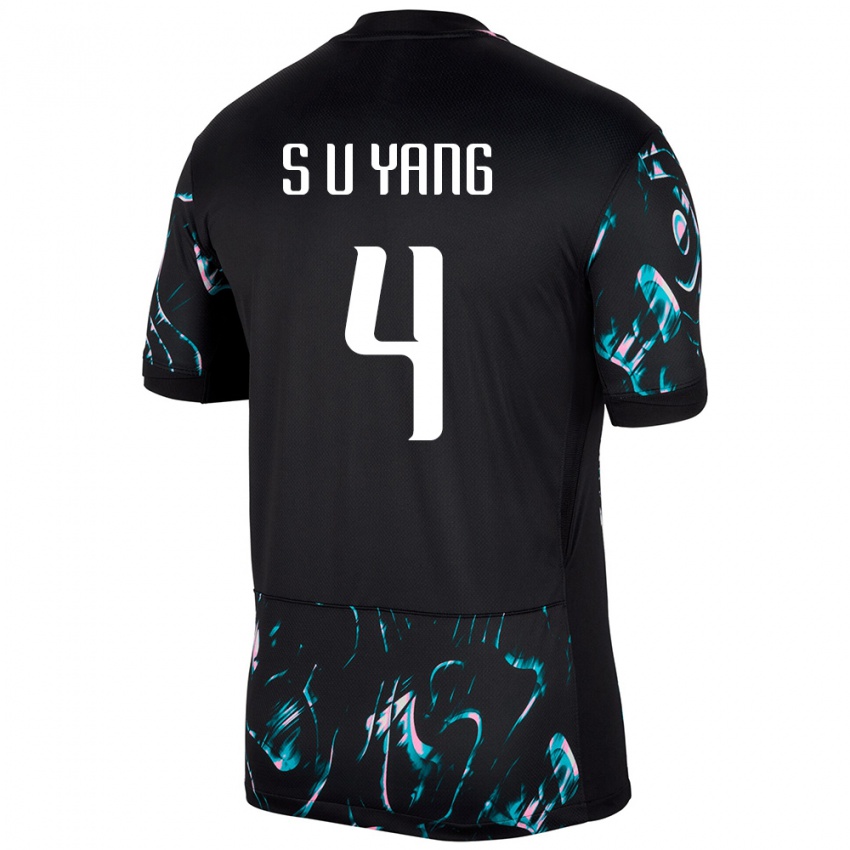 ילדים דרום קוריאה Seung-Uk Yang #4 שָׁחוֹר הרחק ג'רזי 24-26 חולצה קצרה