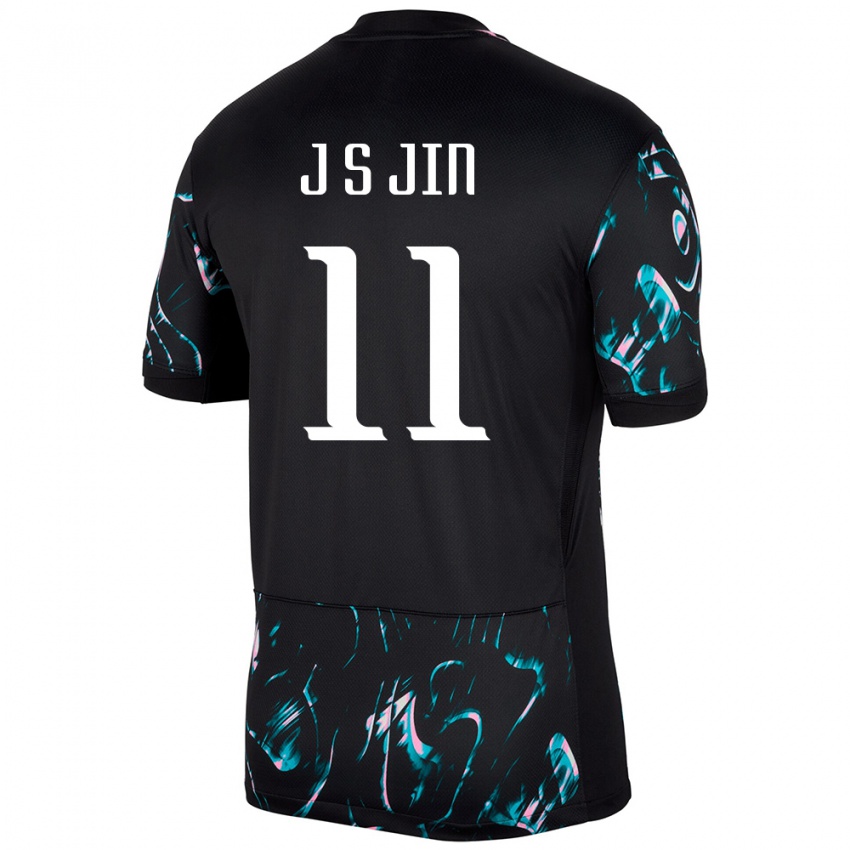 ילדים דרום קוריאה Jun-Seo Jin #11 שָׁחוֹר הרחק ג'רזי 24-26 חולצה קצרה