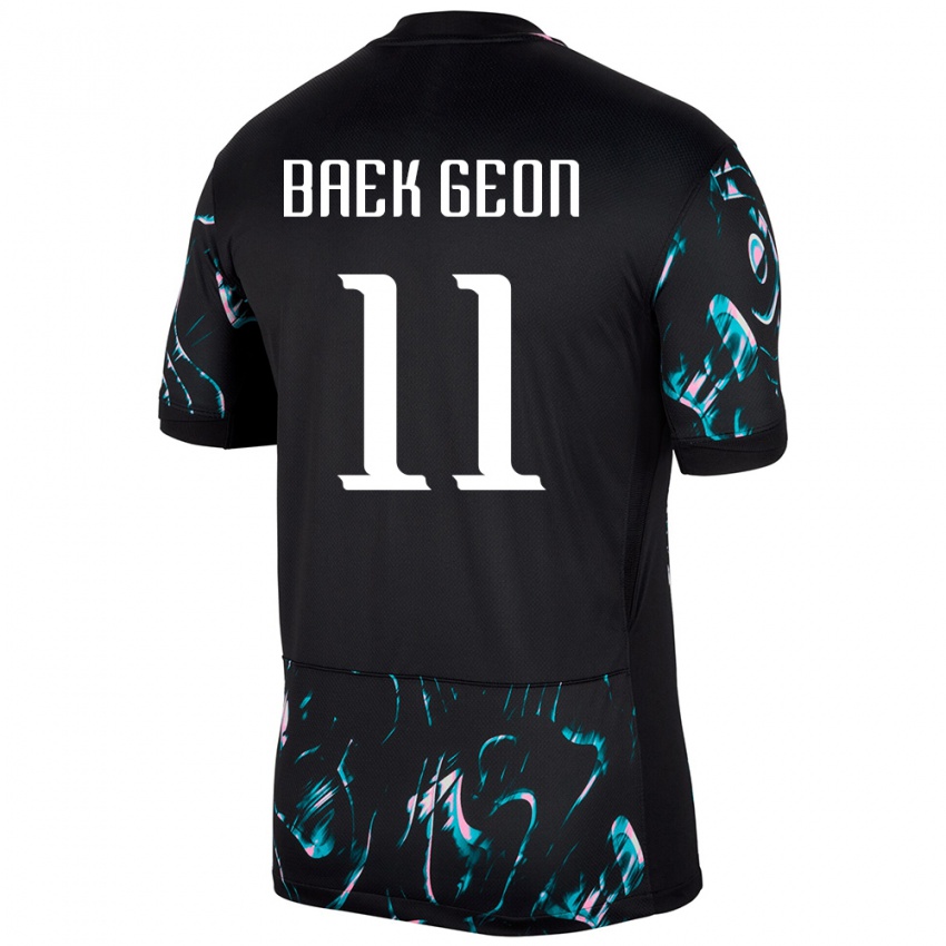 ילדים דרום קוריאה Geon Baek #11 שָׁחוֹר הרחק ג'רזי 24-26 חולצה קצרה