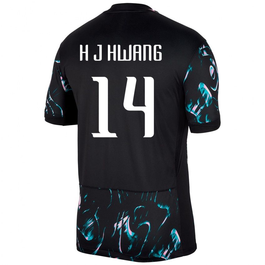 ילדים דרום קוריאה Jeong-Ho Hwang #14 שָׁחוֹר הרחק ג'רזי 24-26 חולצה קצרה