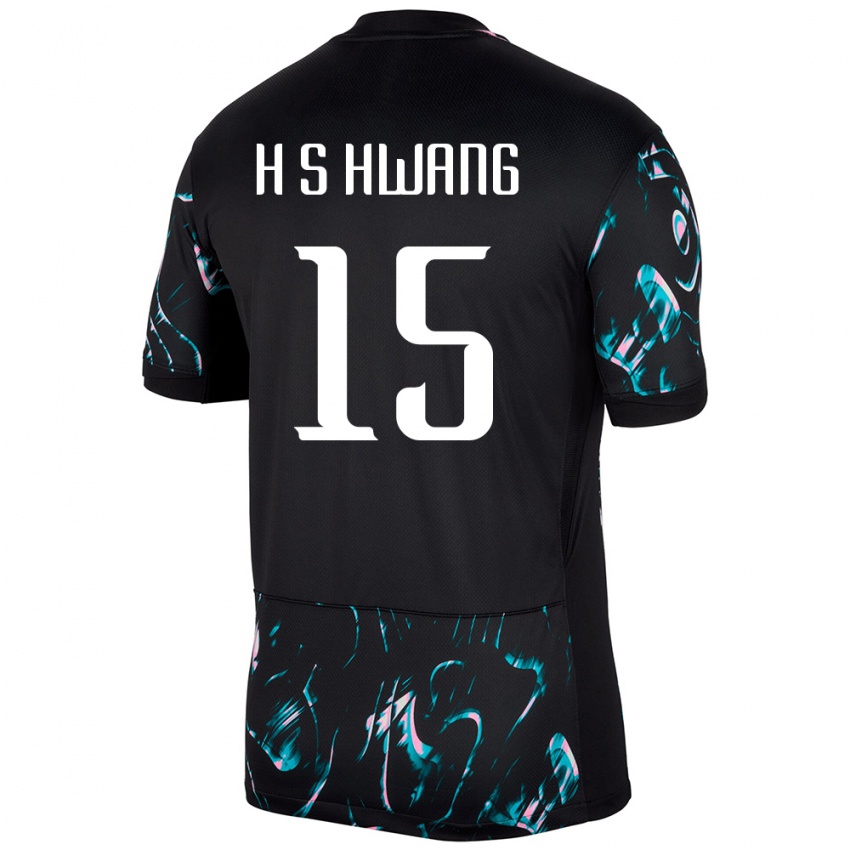 ילדים דרום קוריאה Seung-Ho Hwang #15 שָׁחוֹר הרחק ג'רזי 24-26 חולצה קצרה