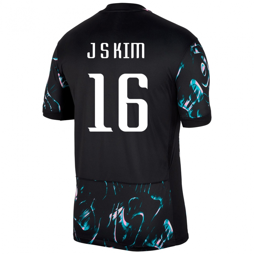 ילדים דרום קוריאה Seo-Jin Kim #16 שָׁחוֹר הרחק ג'רזי 24-26 חולצה קצרה