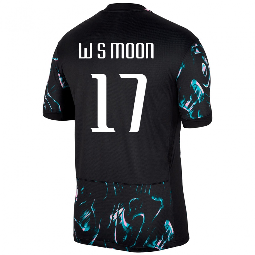 ילדים דרום קוריאה Seong-Woo Moon #17 שָׁחוֹר הרחק ג'רזי 24-26 חולצה קצרה