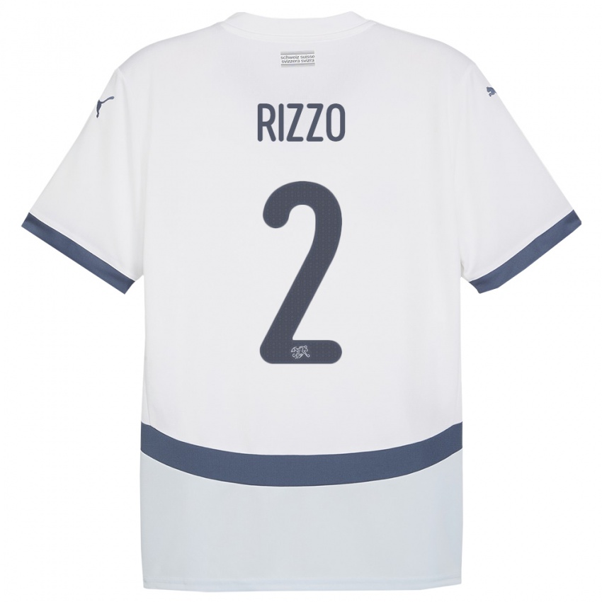 ילדים שווייץ Mattia Rizzo #2 לבן הרחק ג'רזי 24-26 חולצה קצרה