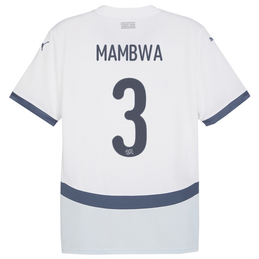 ילדים שווייץ Olivier Mambwa #3 לבן הרחק ג'רזי 24-26 חולצה קצרה