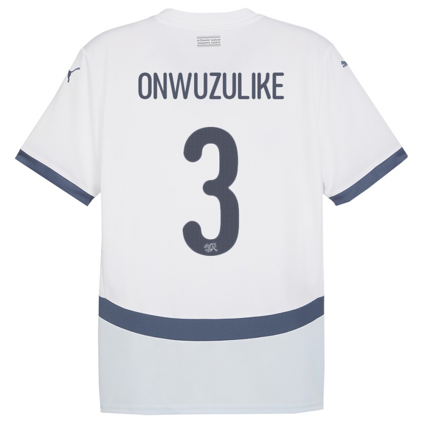 ילדים שווייץ Ifeanyichukwu Onwuzulike #3 לבן הרחק ג'רזי 24-26 חולצה קצרה