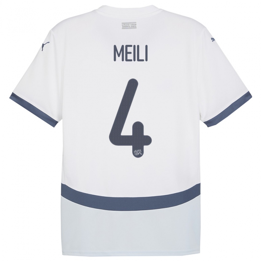 ילדים שווייץ Ezequiel Meili #4 לבן הרחק ג'רזי 24-26 חולצה קצרה