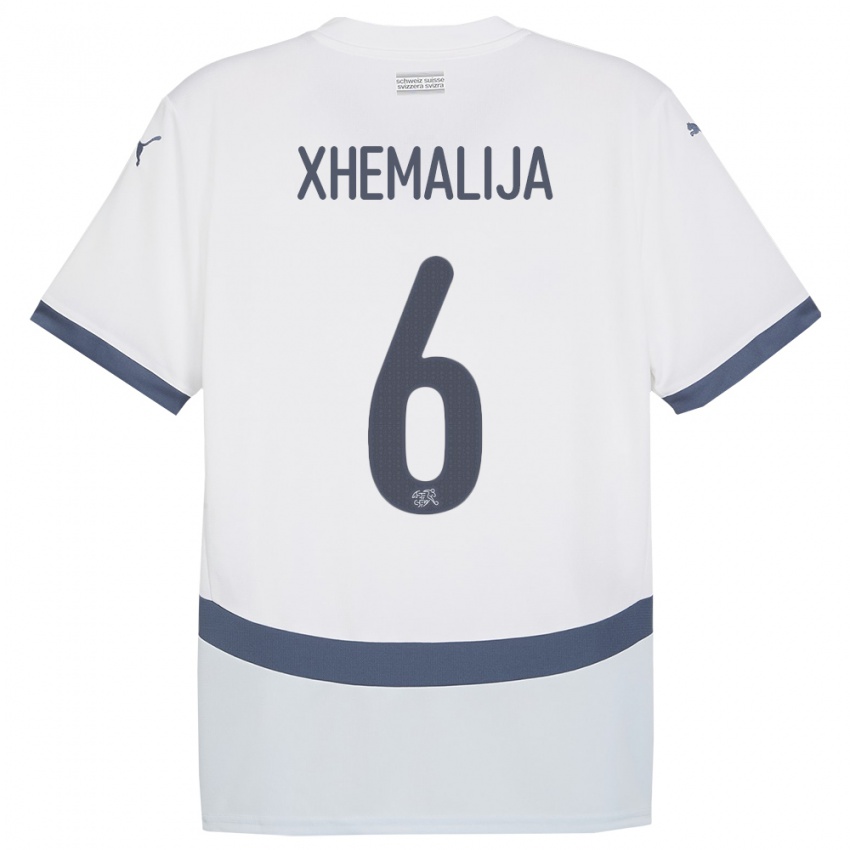 ילדים שווייץ Demir Xhemalija #6 לבן הרחק ג'רזי 24-26 חולצה קצרה