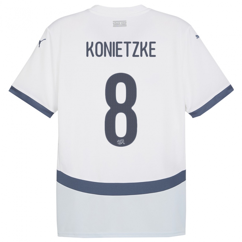 ילדים שווייץ Corsin Konietzke #8 לבן הרחק ג'רזי 24-26 חולצה קצרה