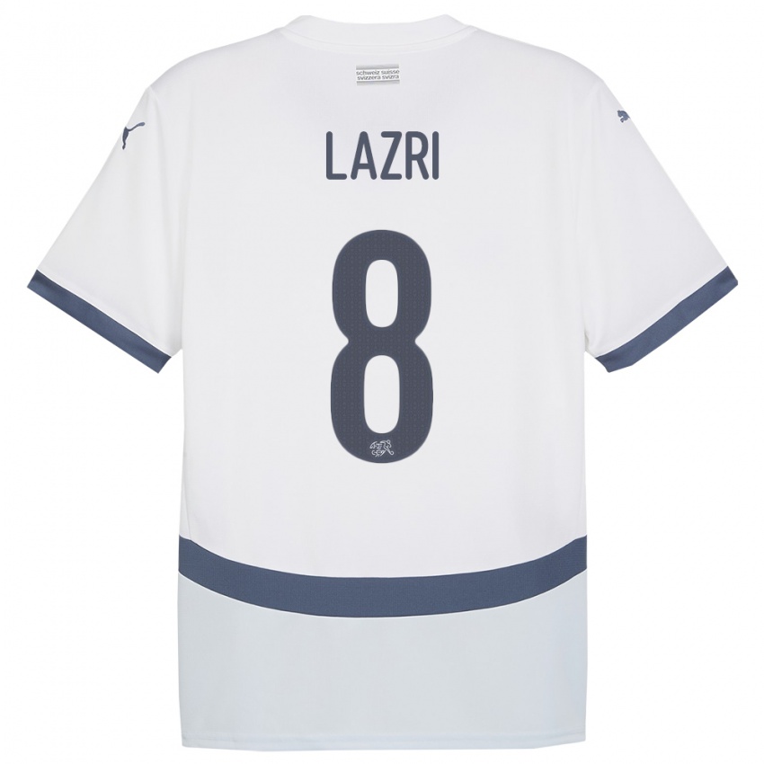 ילדים שווייץ Nico Lazri #8 לבן הרחק ג'רזי 24-26 חולצה קצרה
