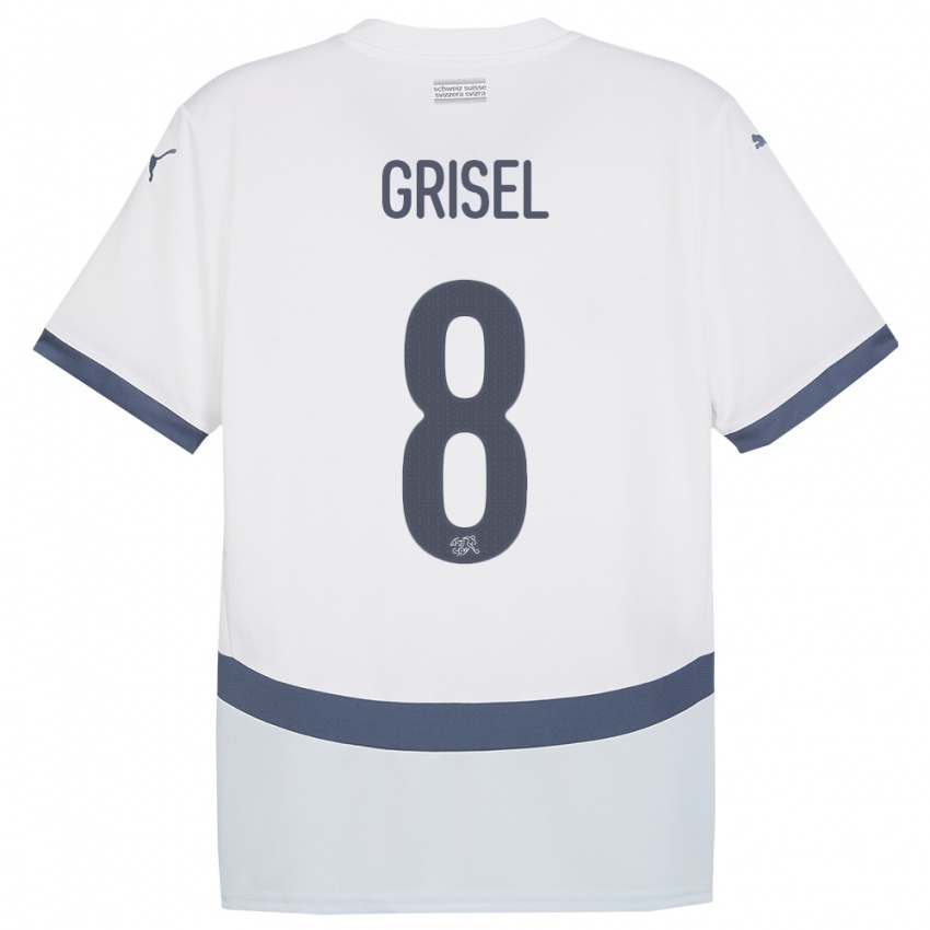 ילדים שווייץ Arno Grisel #8 לבן הרחק ג'רזי 24-26 חולצה קצרה