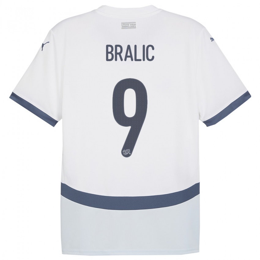ילדים שווייץ Josip Bralic #9 לבן הרחק ג'רזי 24-26 חולצה קצרה