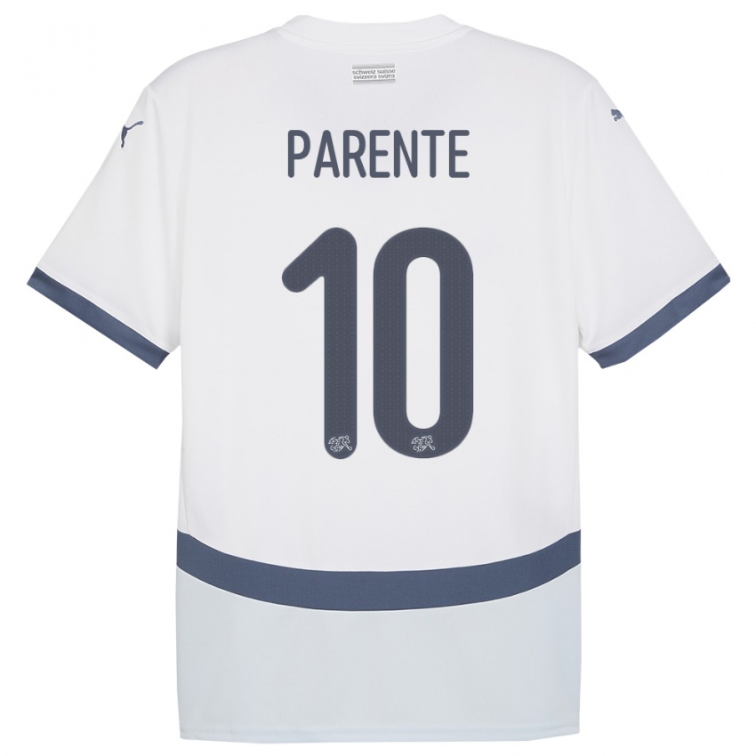 ילדים שווייץ Jason Parente #10 לבן הרחק ג'רזי 24-26 חולצה קצרה