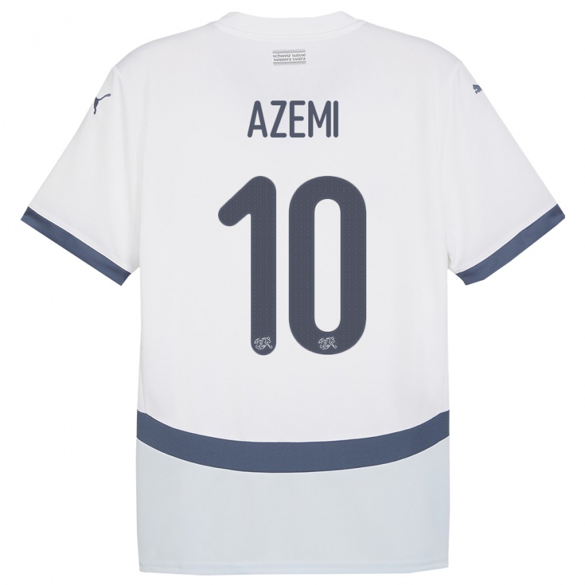 ילדים שווייץ Altin Azemi #10 לבן הרחק ג'רזי 24-26 חולצה קצרה