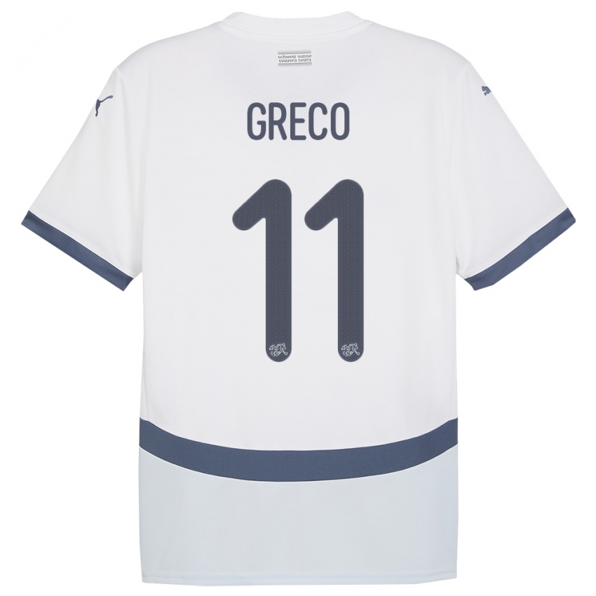 ילדים שווייץ Mario Greco #11 לבן הרחק ג'רזי 24-26 חולצה קצרה