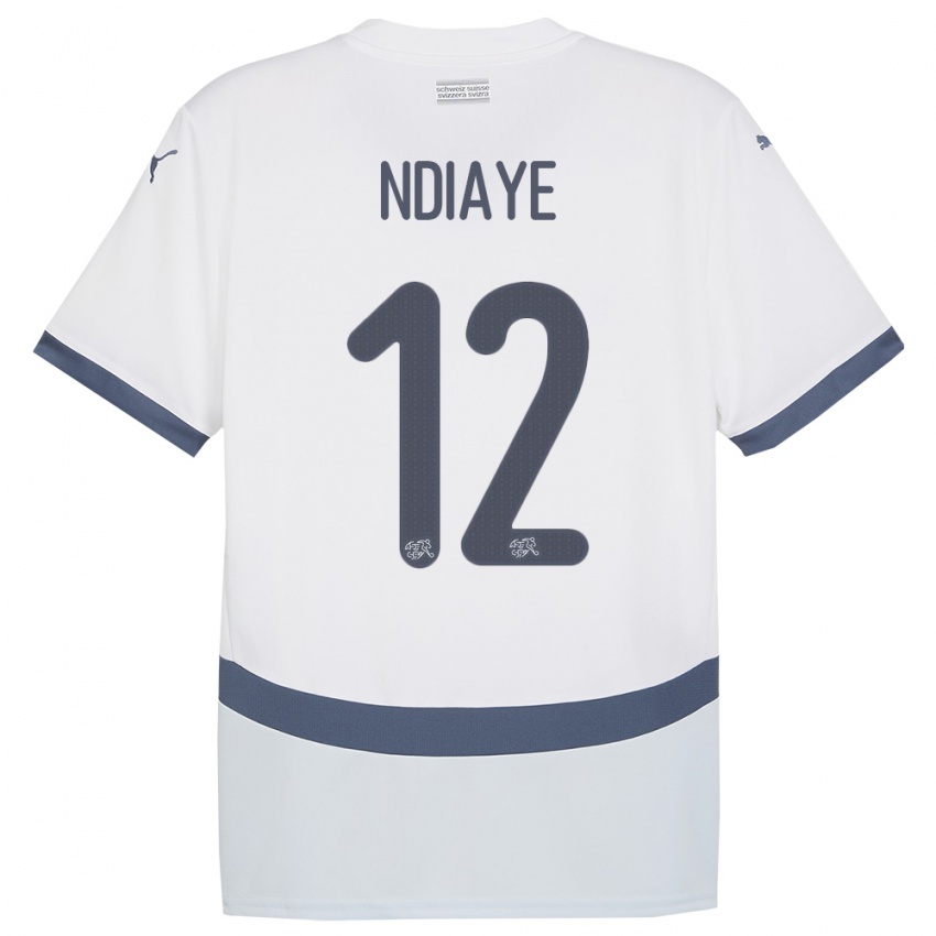ילדים שווייץ Ahmadou Ndiaye #12 לבן הרחק ג'רזי 24-26 חולצה קצרה