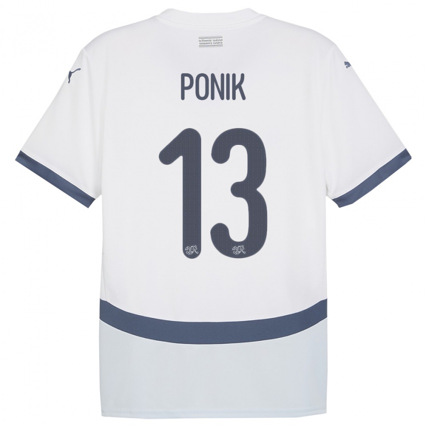 ילדים שווייץ Gentian Ponik #13 לבן הרחק ג'רזי 24-26 חולצה קצרה