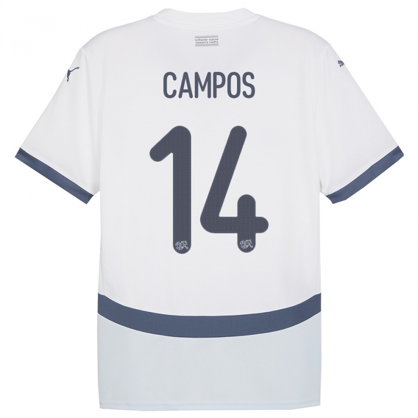 ילדים שווייץ Luan Campos #14 לבן הרחק ג'רזי 24-26 חולצה קצרה