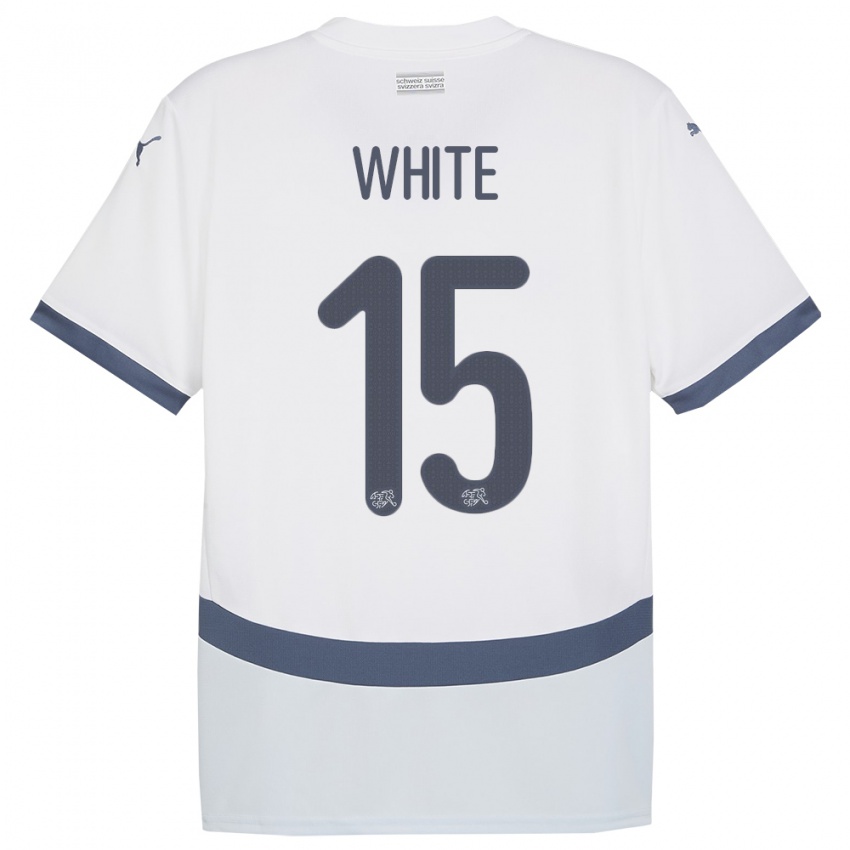 ילדים שווייץ Leon White #15 לבן הרחק ג'רזי 24-26 חולצה קצרה