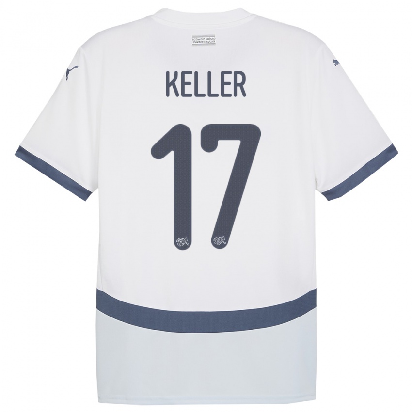 ילדים שווייץ Aaron Keller #17 לבן הרחק ג'רזי 24-26 חולצה קצרה