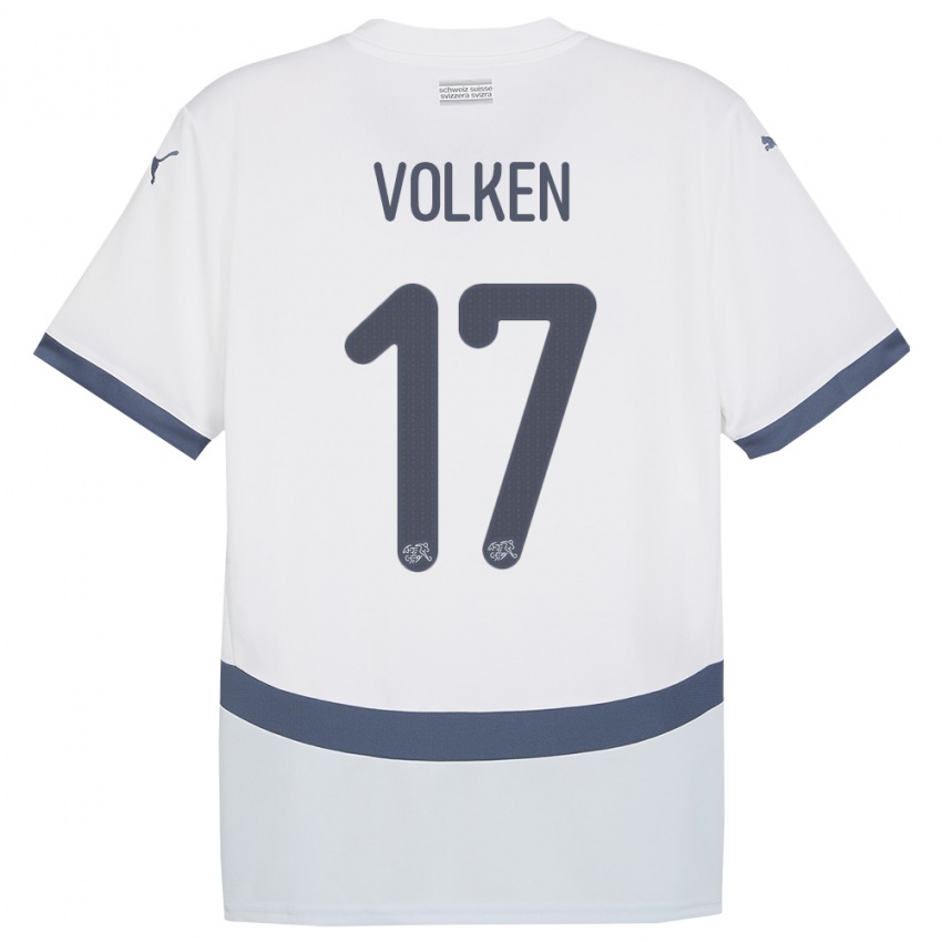 ילדים שווייץ Neil Volken #17 לבן הרחק ג'רזי 24-26 חולצה קצרה