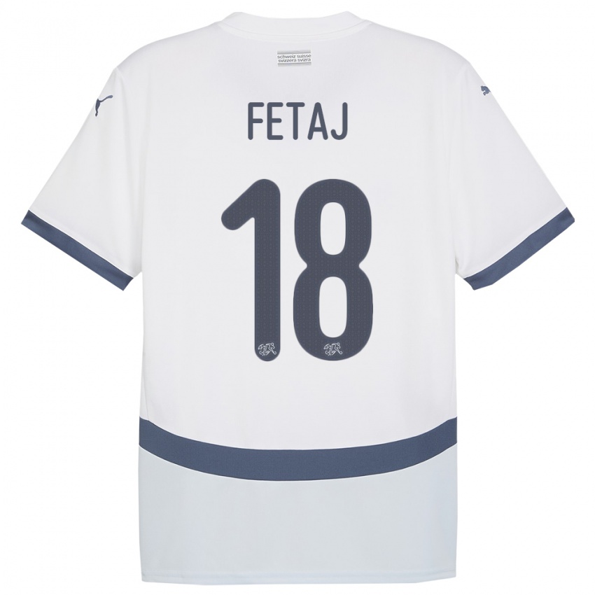 ילדים שווייץ Sarjon Fetaj #18 לבן הרחק ג'רזי 24-26 חולצה קצרה
