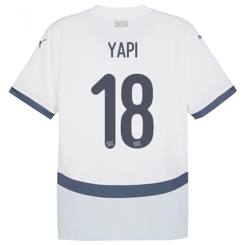 ילדים שווייץ Josue Yapi #18 לבן הרחק ג'רזי 24-26 חולצה קצרה