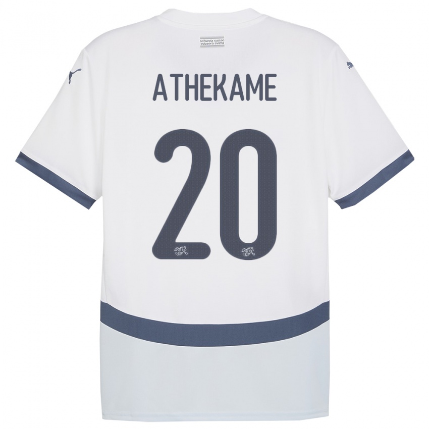 ילדים שווייץ Zachary Athekame #20 לבן הרחק ג'רזי 24-26 חולצה קצרה