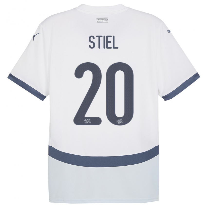ילדים שווייץ Jill Stiel #20 לבן הרחק ג'רזי 24-26 חולצה קצרה