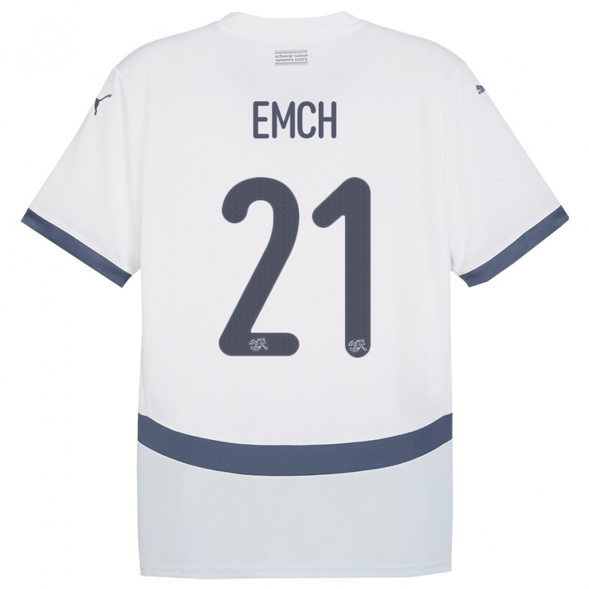 ילדים שווייץ Cyrill Emch #21 לבן הרחק ג'רזי 24-26 חולצה קצרה