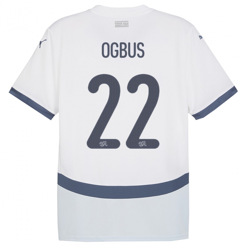 ילדים שווייץ Bruno Ogbus #22 לבן הרחק ג'רזי 24-26 חולצה קצרה