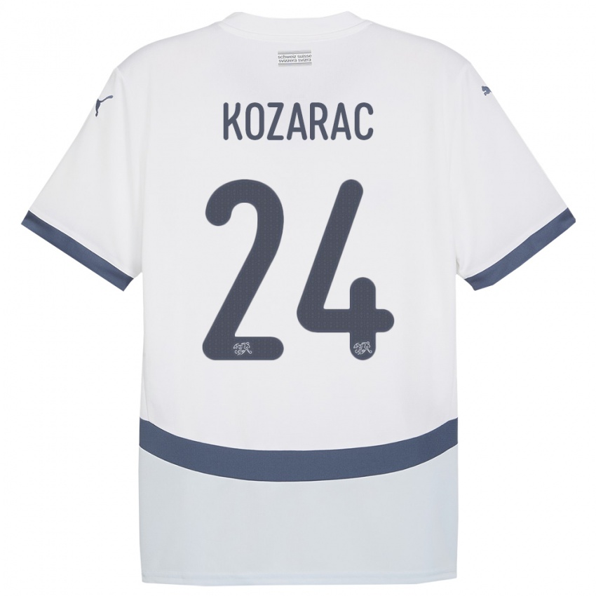 ילדים שווייץ Haris Kozarac #24 לבן הרחק ג'רזי 24-26 חולצה קצרה