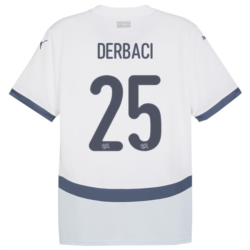 ילדים שווייץ Dorian Derbaci #25 לבן הרחק ג'רזי 24-26 חולצה קצרה