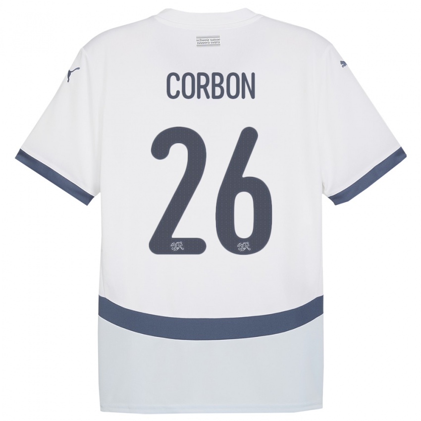 ילדים שווייץ Max Corbon #26 לבן הרחק ג'רזי 24-26 חולצה קצרה