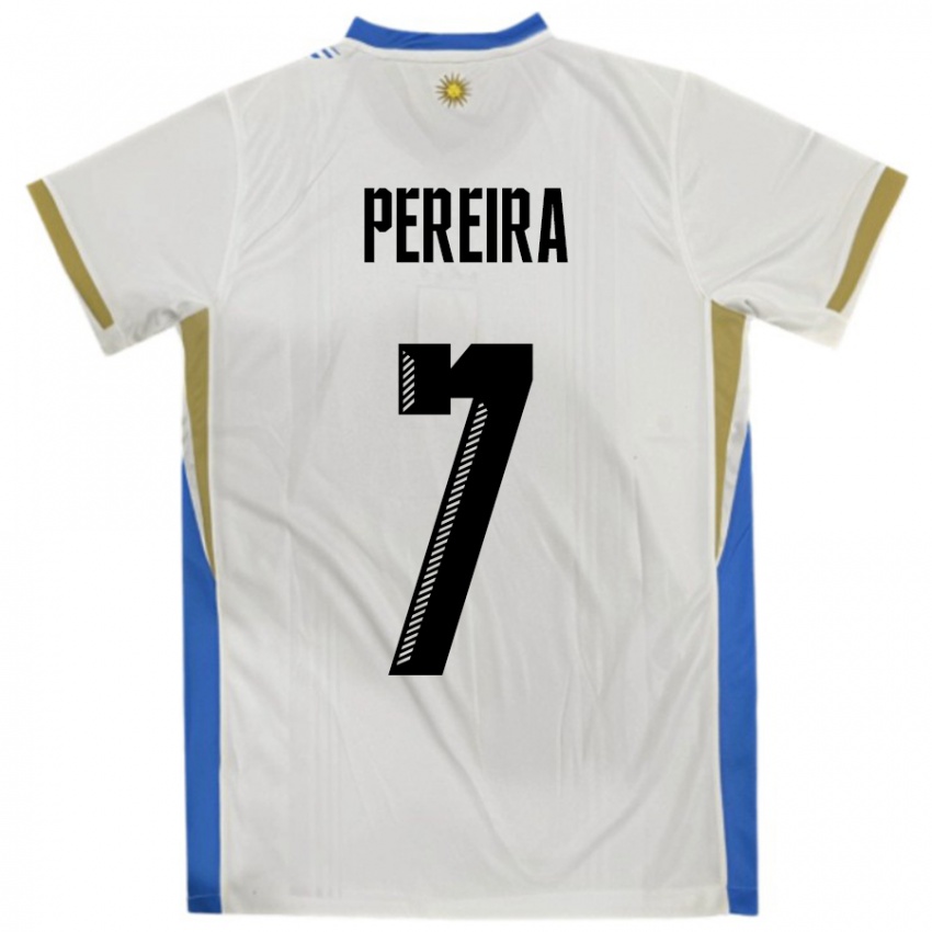 ילדים אורוגוואי Bruno Pereira #7 לבן כחול הרחק ג'רזי 24-26 חולצה קצרה