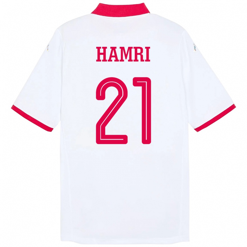 ילדים תוניסיה Rabii Hamri #21 לָבָן הרחק ג'רזי 24-26 חולצה קצרה