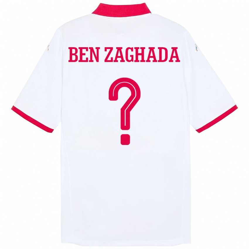 ילדים תוניסיה Mohamed Amine Ben Zaghada #0 לָבָן הרחק ג'רזי 24-26 חולצה קצרה
