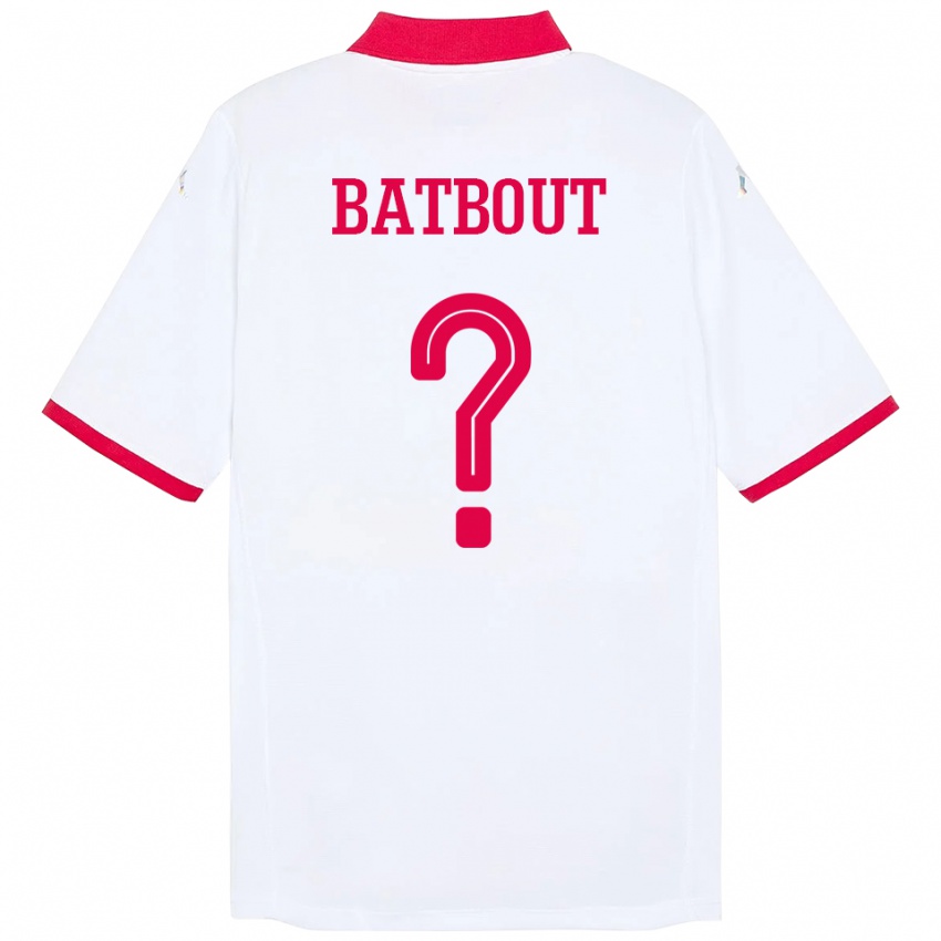 ילדים תוניסיה Noussayr Batbout #0 לָבָן הרחק ג'רזי 24-26 חולצה קצרה