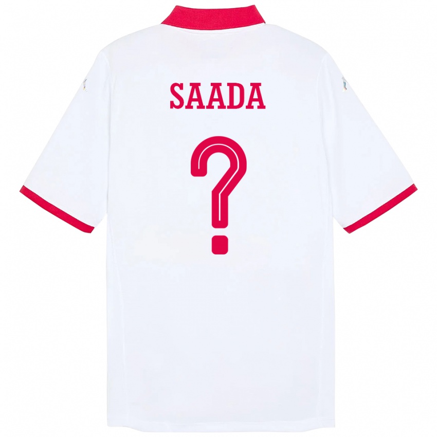 ילדים תוניסיה Malek Saada #0 לָבָן הרחק ג'רזי 24-26 חולצה קצרה